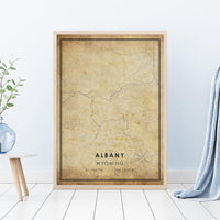 Albany, Wyoming Vintage Style Map Print 