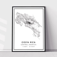 Costa Rica, Central America Modern Style Map Print 