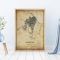
              Cancun, Mexico Vintage Style Map Print 
            