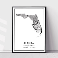 Florida, United States Modern Style Map Print 