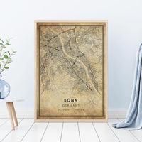 Bonn, Germany Vintage Style Map Print 