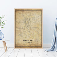 
              Manjimup, Australia Vintage Style Map Print
            