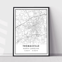 Thomasville, North Carolina Modern Map Print 