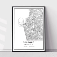 Colombo, Sri Lanka Modern Style Map Print 