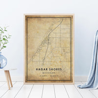 Hagar Shores, Michigan Vintage Style Map Print
