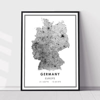 
              Germany, Europe Modern Style Map Print 
            