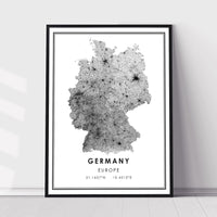 Germany, Europe Modern Style Map Print 