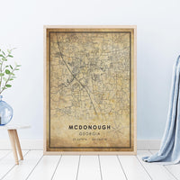
              McDonough, Georgia Vintage Style Map Print 
            