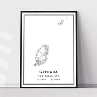 Grenada, Caribbean sea Modern Style Map Print 