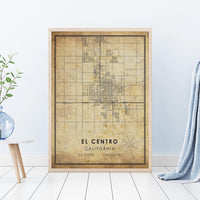 
              El Centro, California Vintage Style Map Print 
            