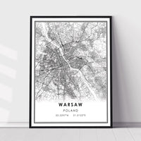 
              Warsaw, Poland Modern City Map Print
            