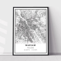 Warsaw, Poland Modern City Map Print
