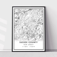
              Sussex County, New Jersey Modern Map Print
            