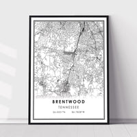 
              Brentwood, Tennessee Modern Map Print
            