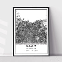 Jakarta, Indonesia Modern Style Map Print 