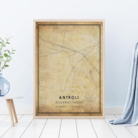 
              Antroli, India Vintage Style Map Print 
            