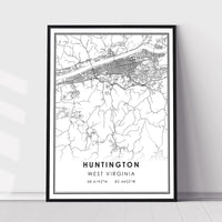 Huntington, West Virginia Modern Map Print 