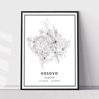 
              Kosovo, Europe Modern Style Map Print 
            