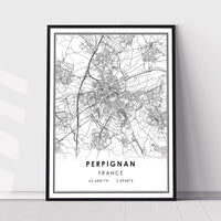 
              Perpignan, France Modern Style Map Print 
            