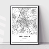 Perpignan, France Modern Style Map Print 