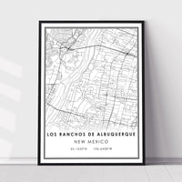 
              Los Ranchos de Albuquerque, New Mexico Modern Style Map Print
            