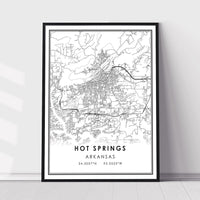 Hot Springs, Arkansas Modern Map Print 