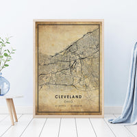 
              Cleveland, Ohio Vintage Style Map Print 
            