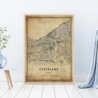 Cleveland, Ohio Vintage Style Map Print 