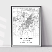 Lake Charles, Louisiana Modern Map Print