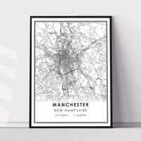 
              Manchester, New Hampshire Modern Map Print
            