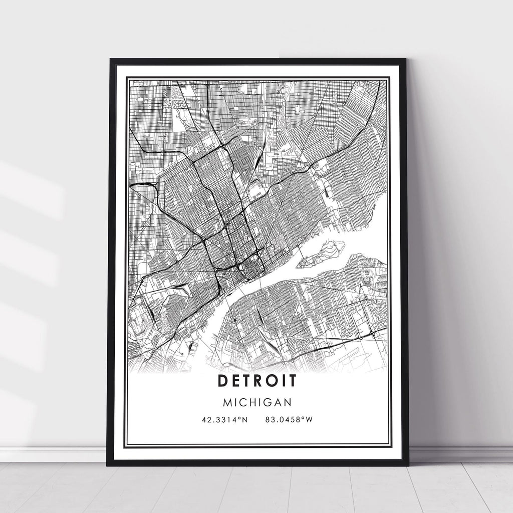 Detroit, Michigan Modern Map Print 