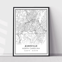 
              Asheville, North Carolina Modern Map Print 
            