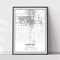 Lawton, Oklahoma Modern Map Print 
