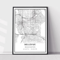 
              Bellevue, Washington Modern Map Print 
            