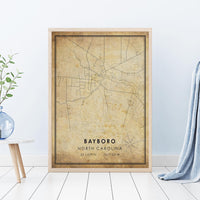 
              Bayboro, North Carolina Vintage Style Map Print 
            