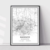
              Mankato, Minnesota Modern Map Print 
            