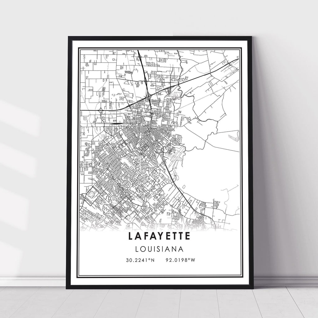Lafayette, Louisiana Modern Map Print 