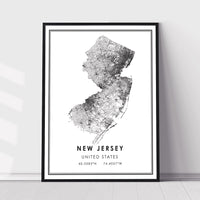 
              New Jersey, United States Modern Style Map Print 
            