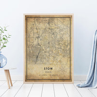 
              Stow, Ohio Vintage Style Map Print 
            