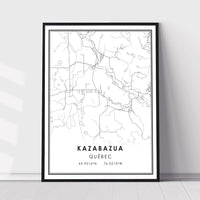 Kazabazua, Quebec Modern Style Map Print 