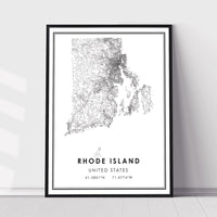 
              Rhode Island, United States Modern Style Map Print 
            