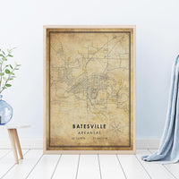 
              Batesville, Arkansas Vintage Style Map Print 
            