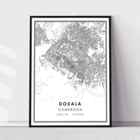 Douala, Cameroon Modern Style Map Print 