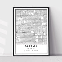 Oak Park, Illinois Modern Map Print 