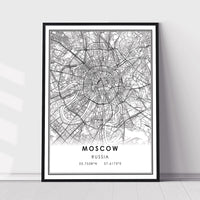 
              Moscow, Russia Modern Style Map Print 
            