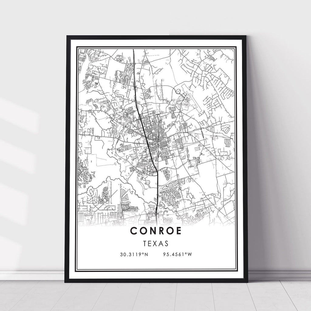 Conroe, Texas Modern Map Print 