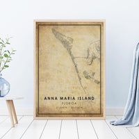 
              Anna Maria Island, Florida Vintage Style Map Print 
            