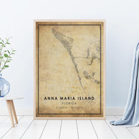 Anna Maria Island, Florida Vintage Style Map Print 