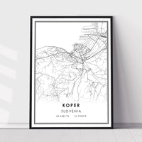 Koper, Slovenia Modern Style Map Print 