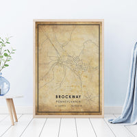
              Brockway, Pennsylvania Vintage Style Map Print 
            